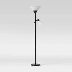 mother daughter floor lamp black, stylish brass finished metal with dimmable reading lamp for home