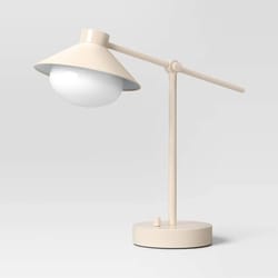 threshold shaded orb task lamp cream, elegant orb table lamp with glass shade, rotary turn knob