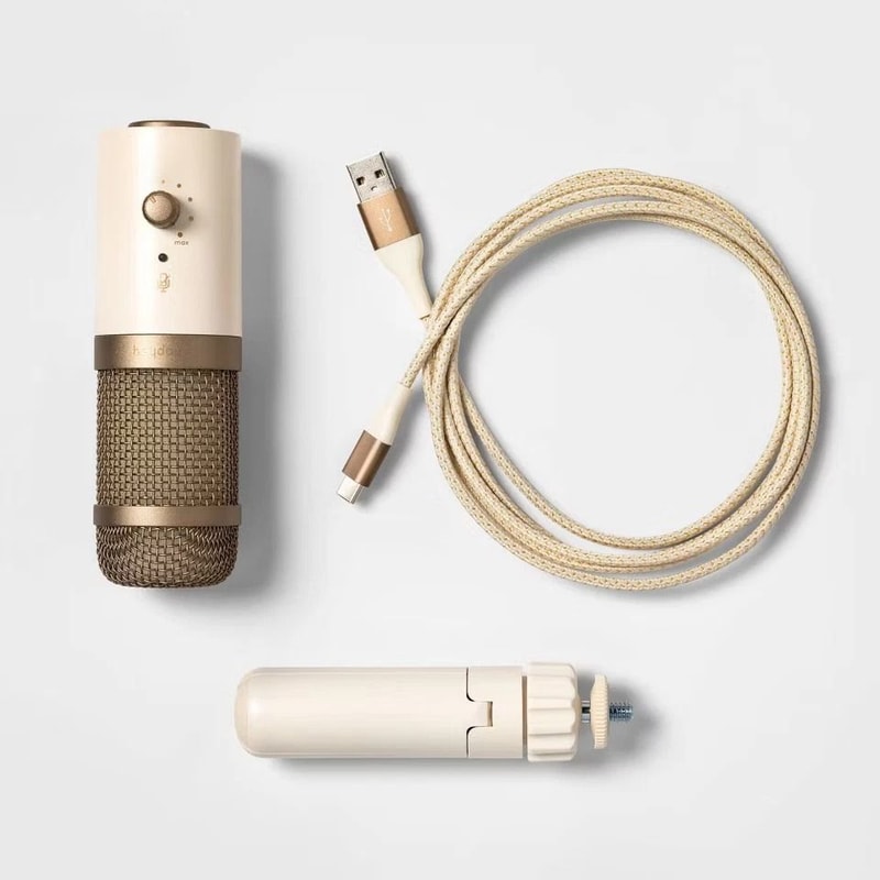 Desktop Microphone Stone White USB Condenser Mic For Video Calls Recording Compatible With Mac P 2