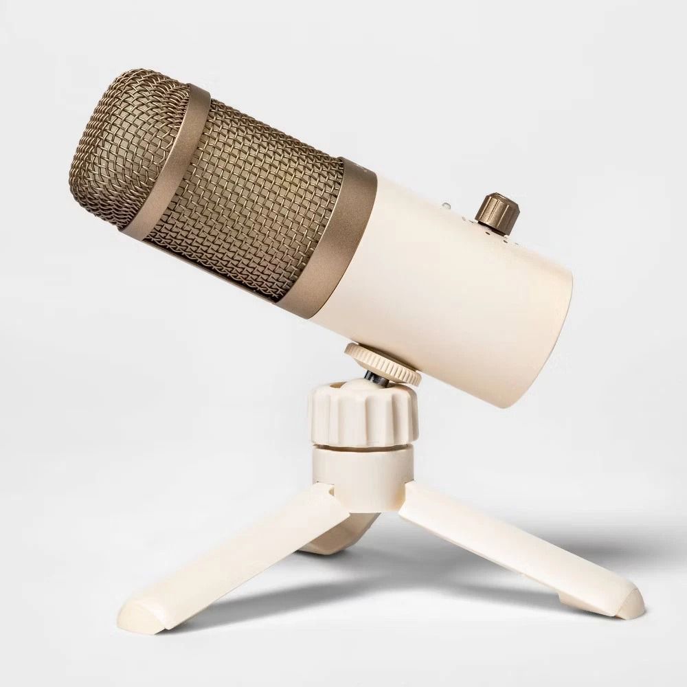 Desktop Microphone Stone White USB Condenser Mic For Video Calls Recording Compatible With Mac P 3