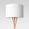 Natural Tripod Floor Lamp Elegant Drum Shade Threshold Design Metal Base With Wood Finish LED Compa