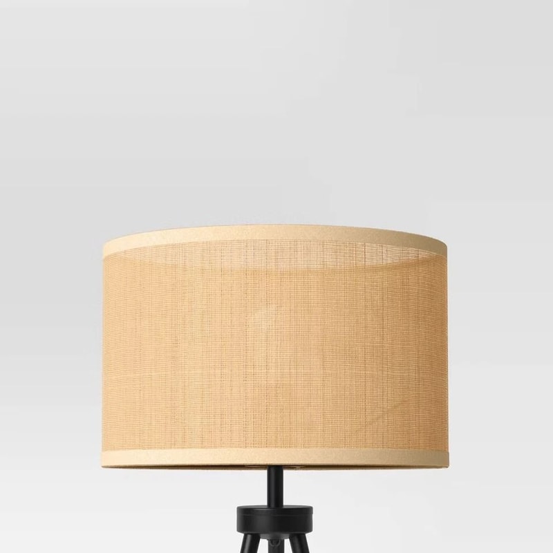 Room Essentials Tripod Floor Lamp With Oval Paper Shade Black Metal Body Adjustable Height 1