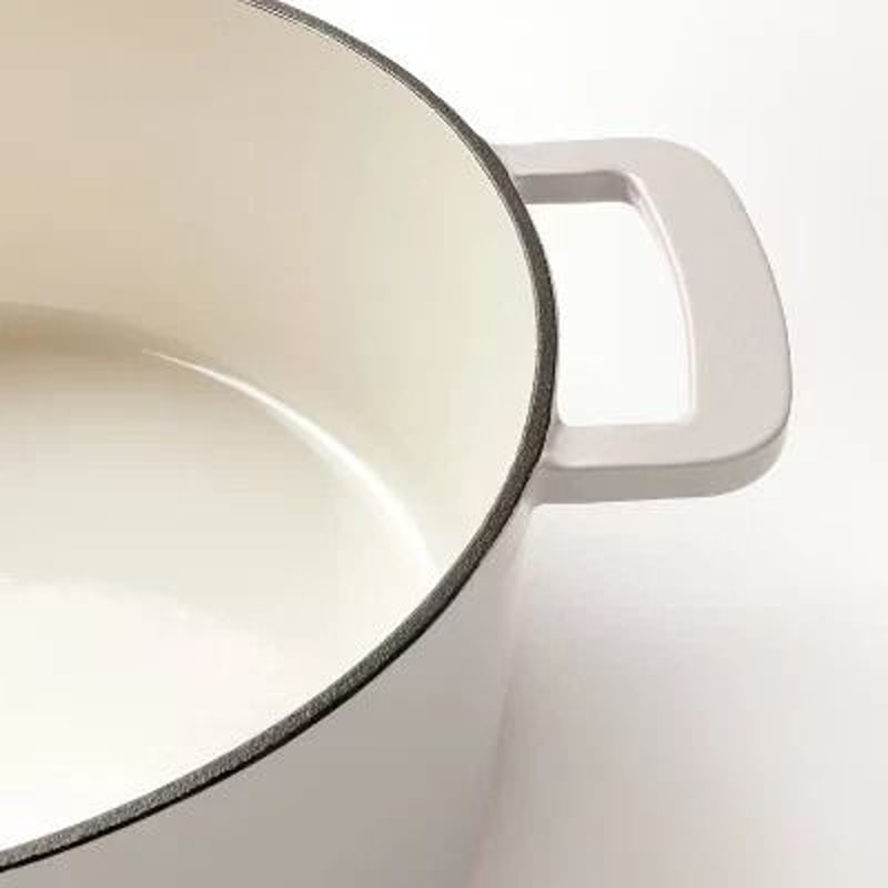 Light Gray Enamel Dutch Oven Enameled Cast Iron Oven Safe Induction Gas Stove Compatible 2