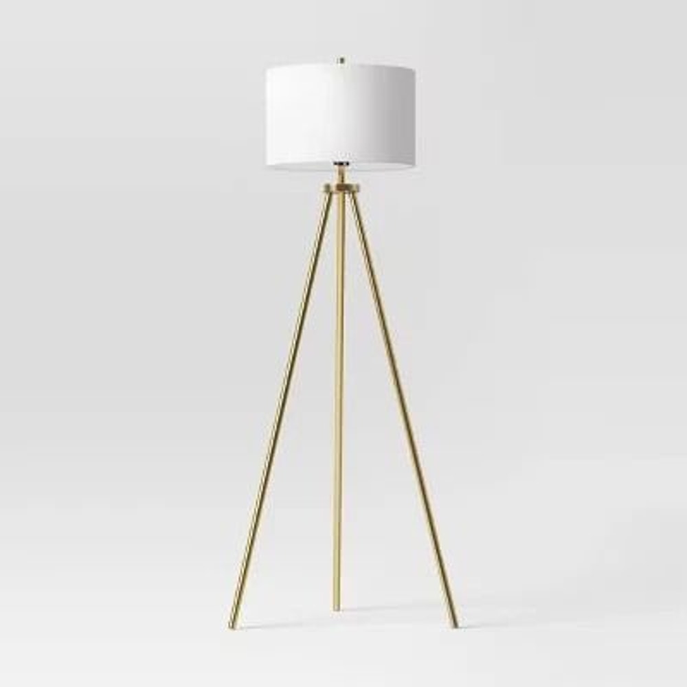 Ellis Tripod Floor Lamp Standing Light With Brass Drum Shade Perfect Living Room Lighting 0