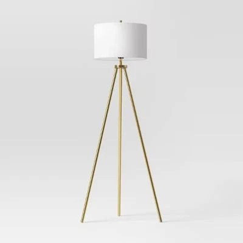 Ellis Tripod Floor Lamp Standing Light With Brass Drum Shade Perfect Living Room Lighting 0