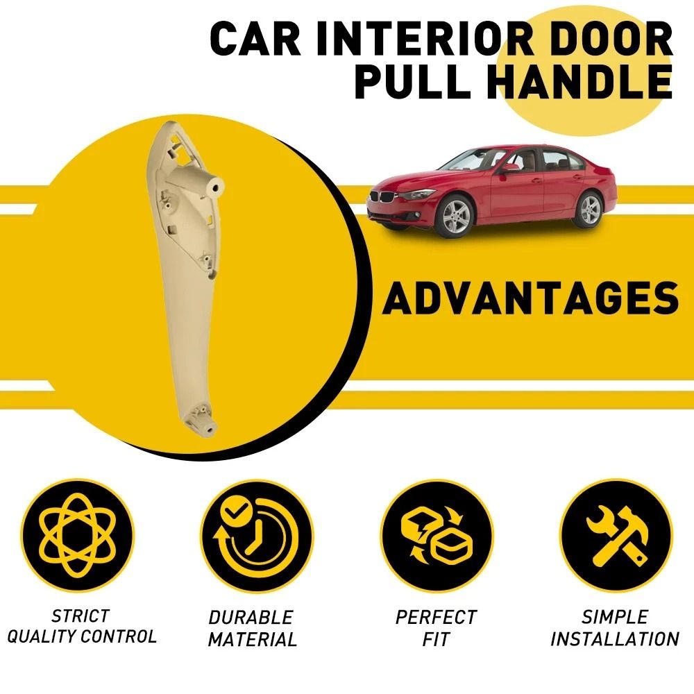 Beige Inner Front Left Right Trim Door Pull Handle Durable ABS Strict Quality Control Simple Insta 6