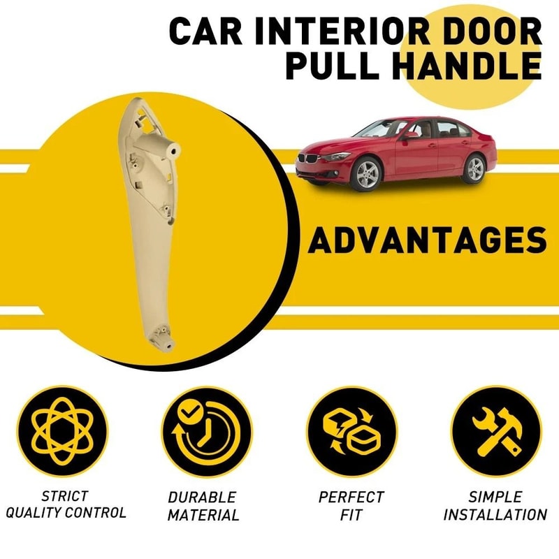 Beige Inner Front Left Right Trim Door Pull Handle Durable ABS Strict Quality Control Simple Insta 6