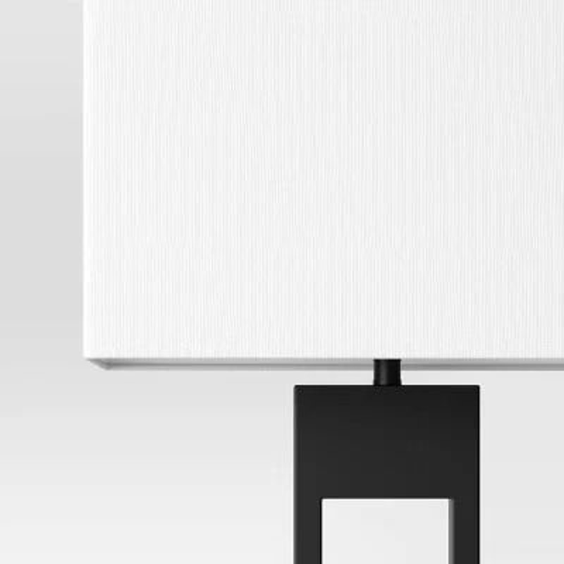 Weston Window Pane Floor Lamp Black Modern Standing Light Stylish Metal Construction Linen Shade Pe 2