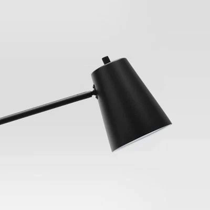 Black Floor Lamp With Adjustable Arm Swivel Shade Metal Base Perfect For Desk Or Living Room 2