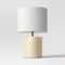 Modern Clover Table Lamp Cream Stylish Ceramic Base With Linen Shade 3