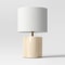 Modern Clover Table Lamp Cream Stylish Ceramic Base With Linen Shade 3