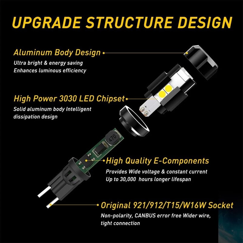 LED Reverse Backup Bulb High Lumen White For Backup Light 5