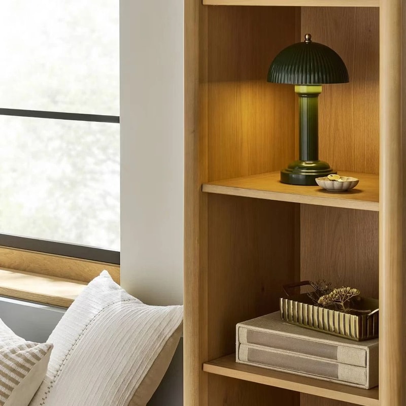 Fluted Metal Rechargeable Library Table Lamp Green Compact TouchActivated LED Light 4