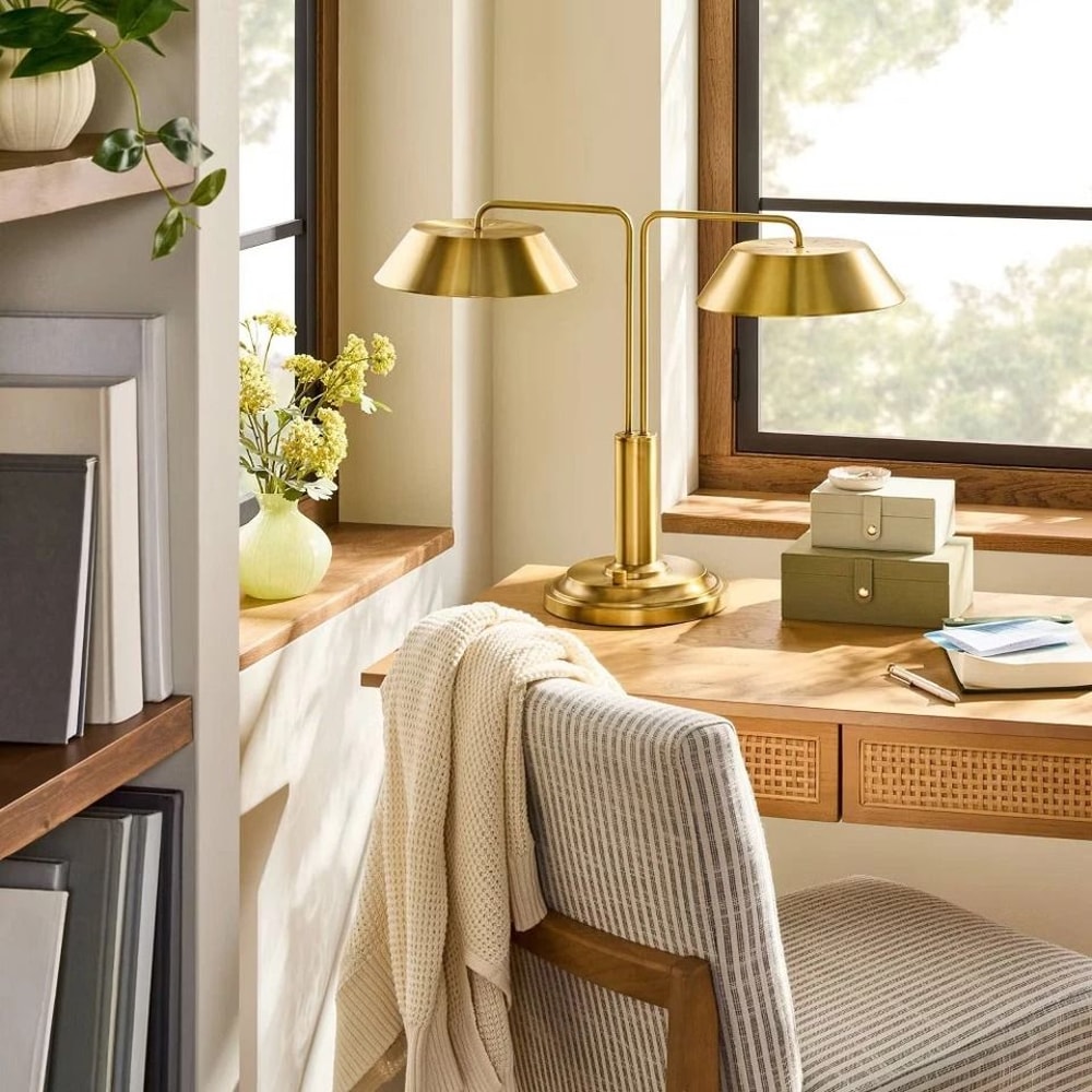 Brass DoubleShaded Table Lamp Hearth Hand With Magnolia Modern Table Lighting With Way Light Contr 1