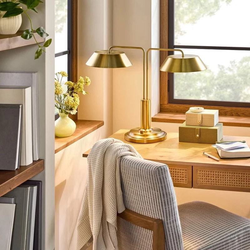 Brass DoubleShaded Table Lamp Hearth Hand With Magnolia Modern Table Lighting With Way Light Contr 3