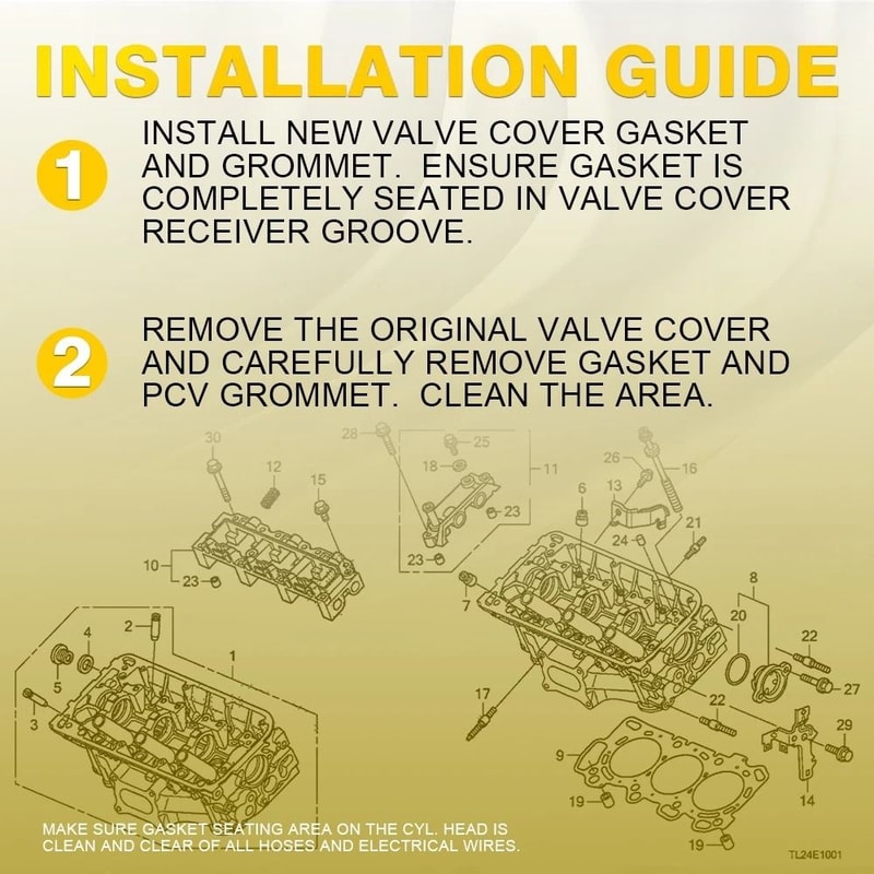 Engine Valve Cover Set Gasket Fit For Secure Seal Prevent Leaks Durable Replacement 4