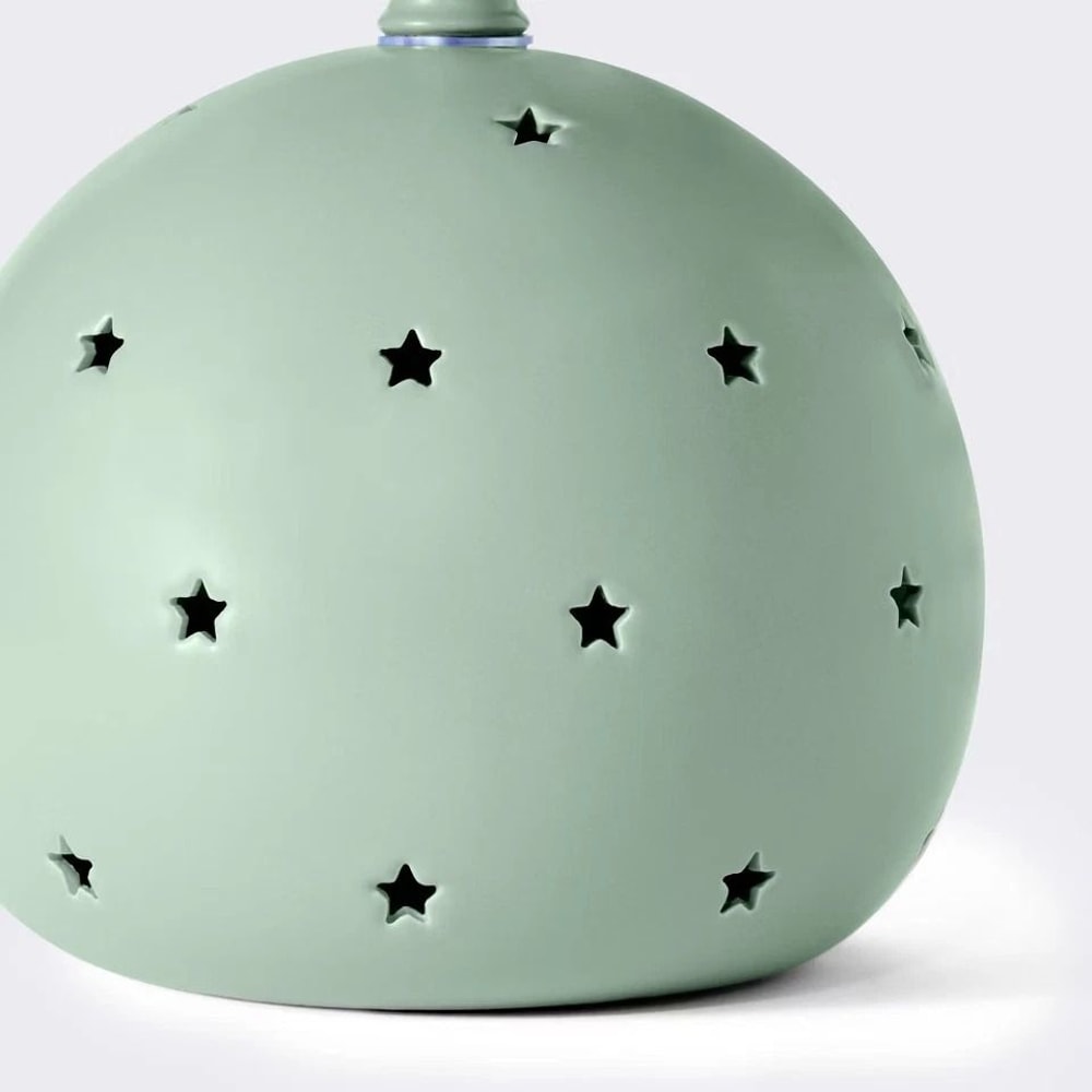 Ceramic Green Table Lamp Cloud Island Design Star Cutouts 3Way Adjustable Light 2