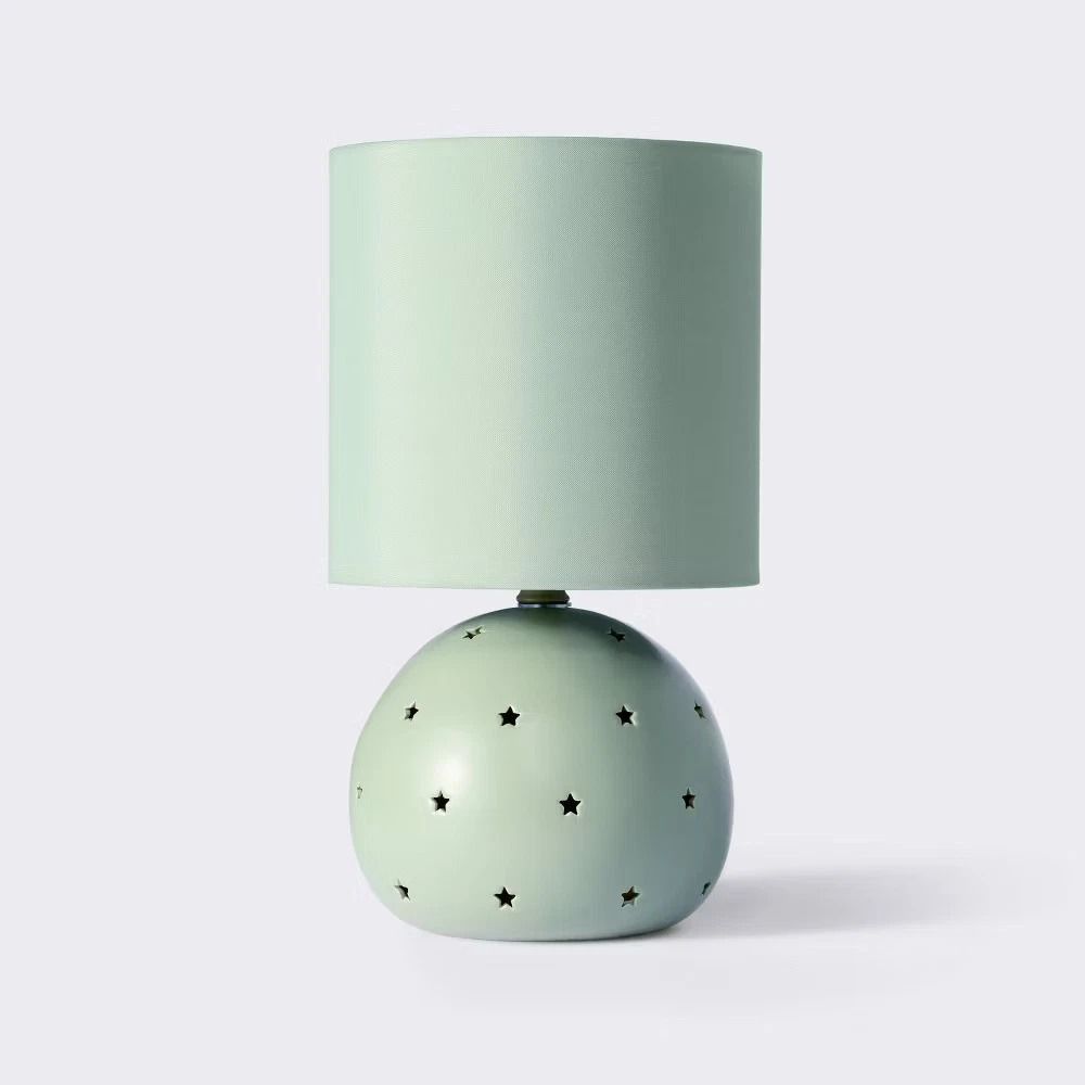 Ceramic Green Table Lamp Cloud Island Design Star Cutouts 3Way Adjustable Light 5