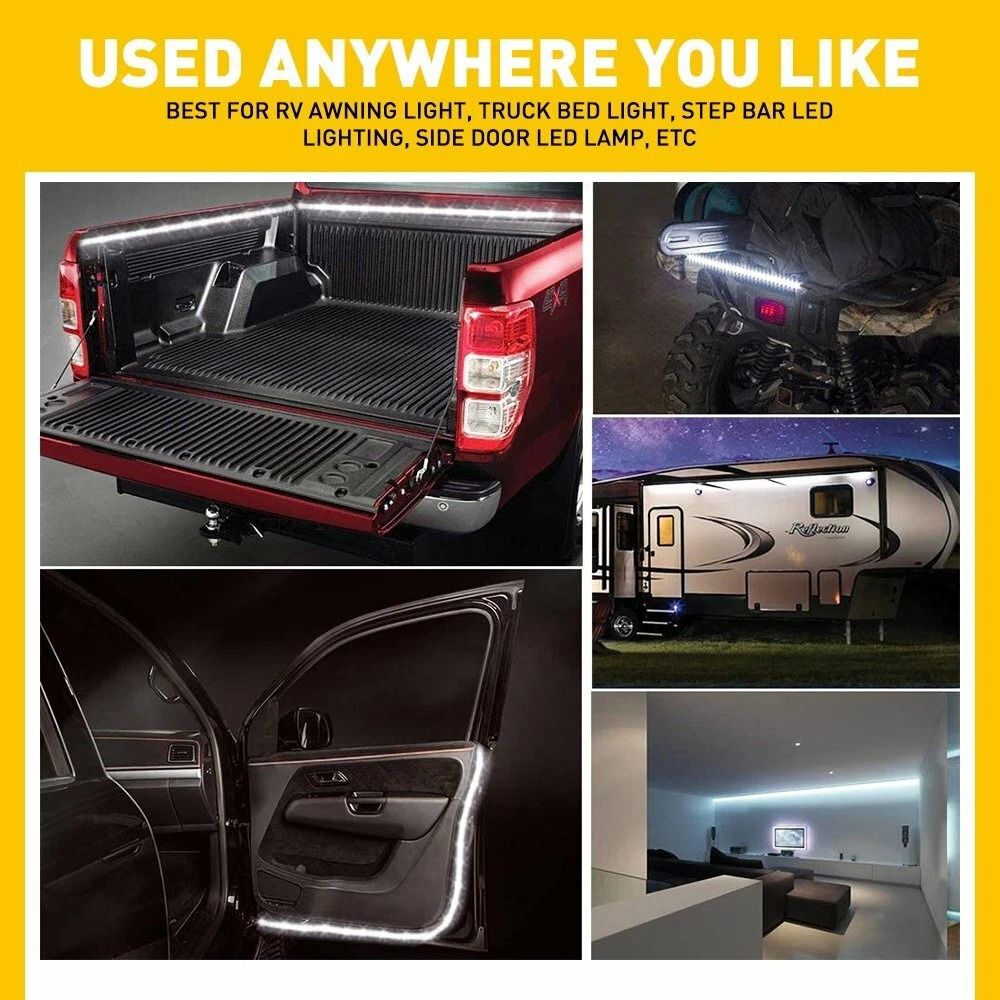 Waterproof LED Cargo Truck Bed Lighting Kit White Light Pickups Boats Trailers 5