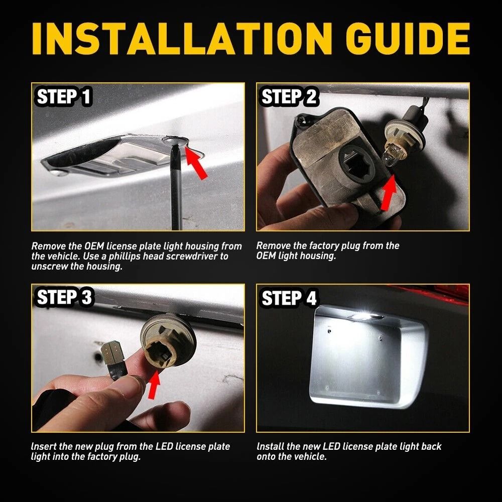 Full LED White SMD License Plate Light LEDs Waterproof Rear Light Lamp Bright Illumination Longlast 9