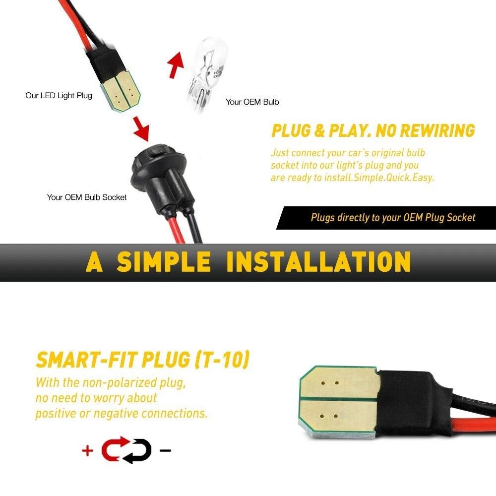Full LED White SMD License Plate Light LEDs Waterproof Rear Light Lamp Bright Illumination Longlast 6