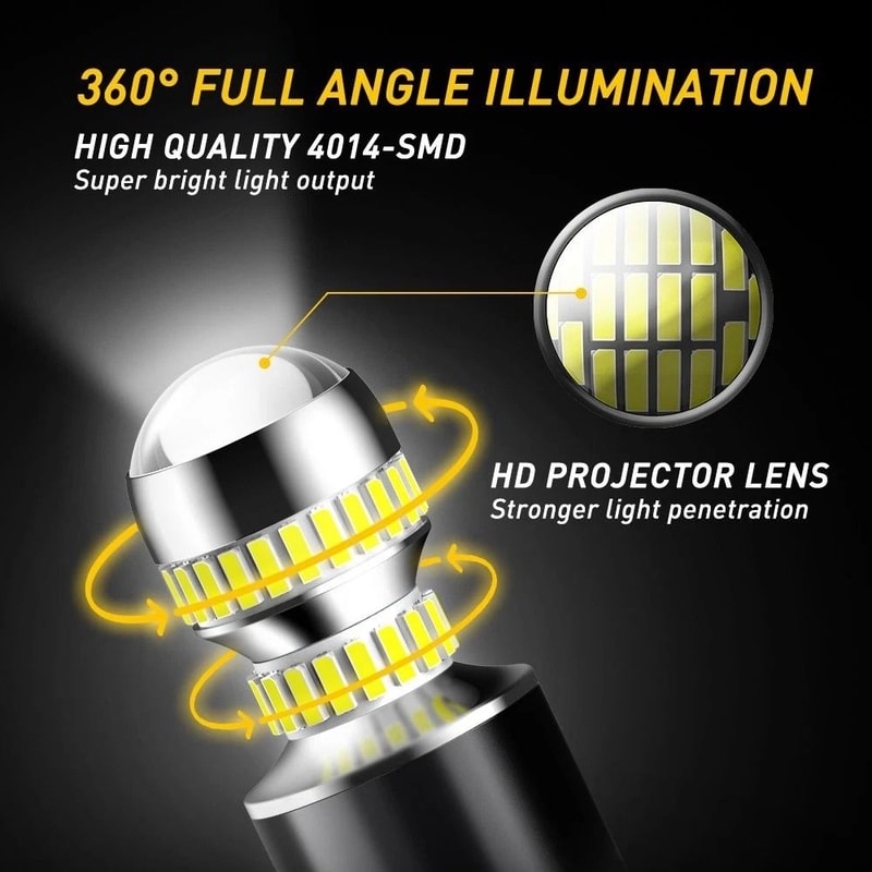 LED White Turn Signal Light Bulbs Back Up And Reverse Lights Waterproof High Power 3