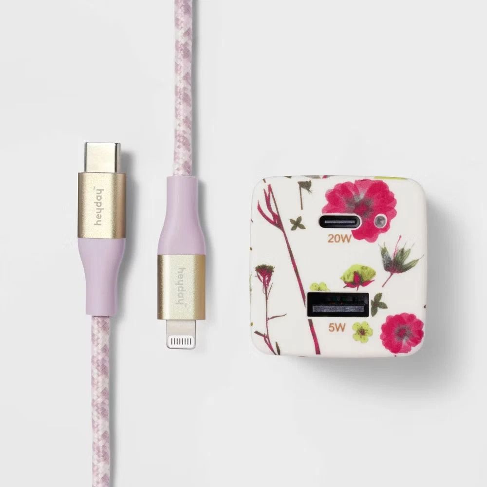 Heyday Floral Wall Charger With USBC Cable Fast Charging Solution For Smartphones 2