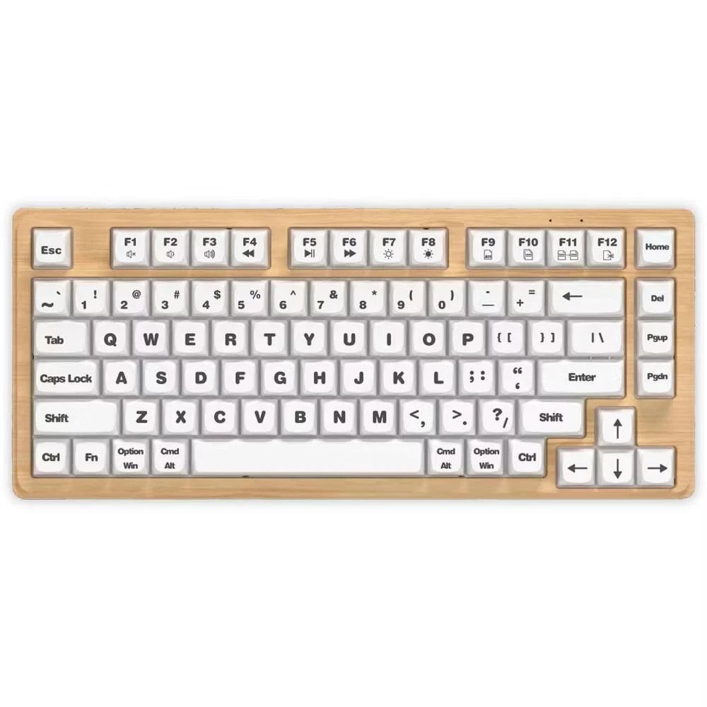 Wooden Wireless Keyboard Adjustable Typing Angle Battery Powered Compatible With Multiple Devices 0