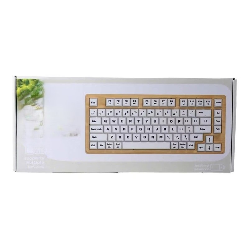 Wooden Wireless Keyboard Adjustable Typing Angle Battery Powered Compatible With Multiple Devices 2