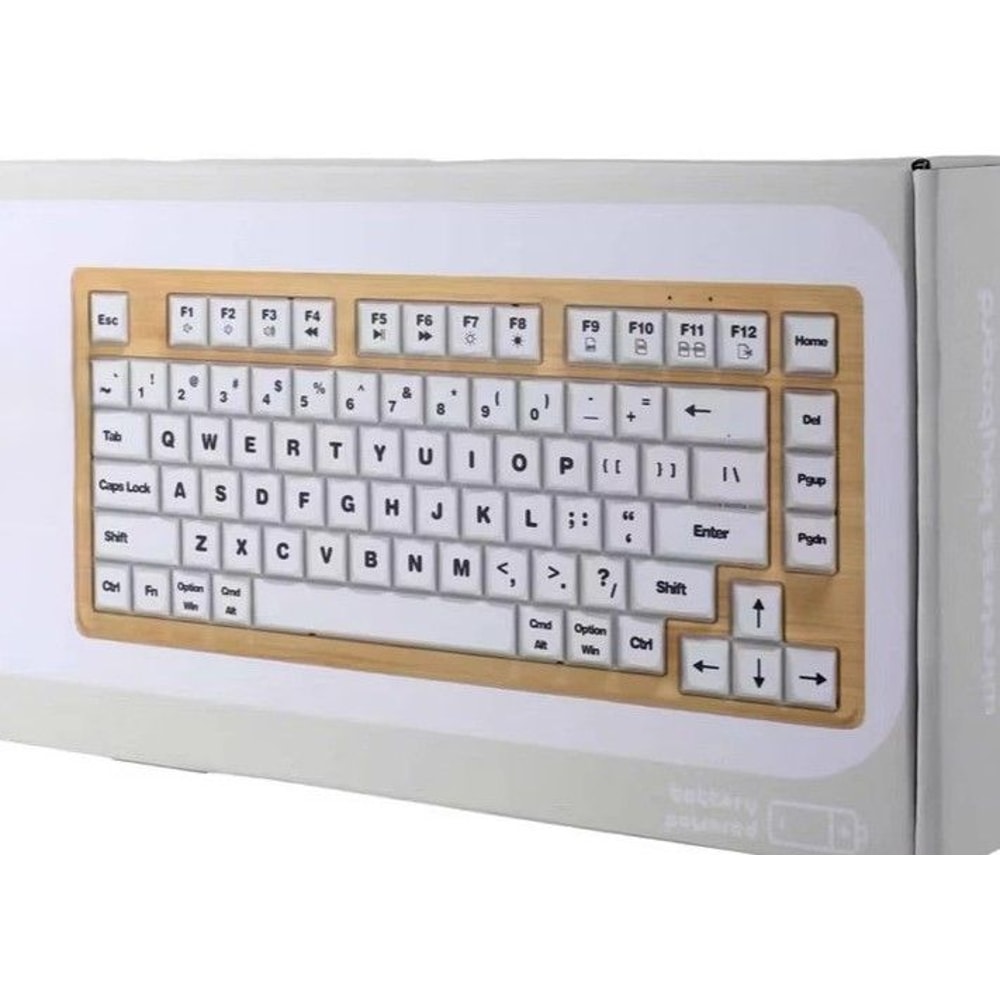 Wooden Wireless Keyboard Adjustable Typing Angle Battery Powered Compatible With Multiple Devices 3