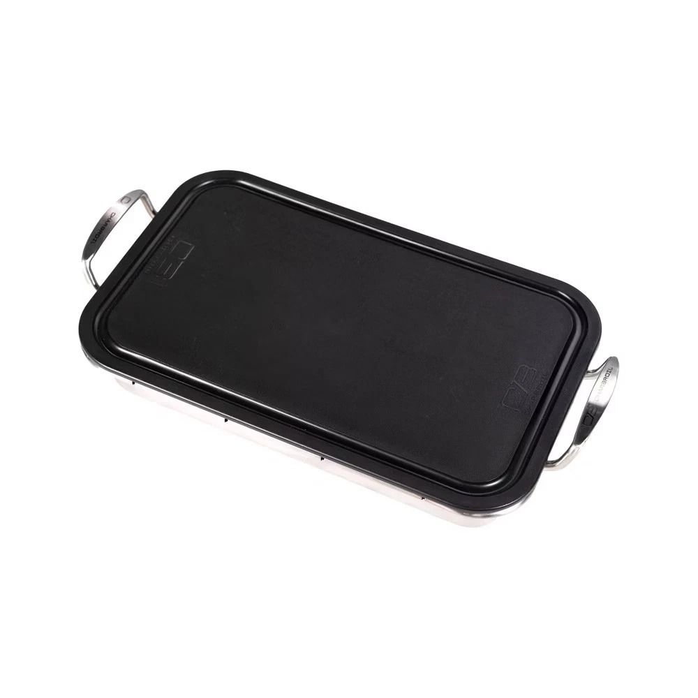 CharBroil Stainless Steel Deep Dish And Cutting Board HeatResistant Grill Topper Roasting Pan And L 1