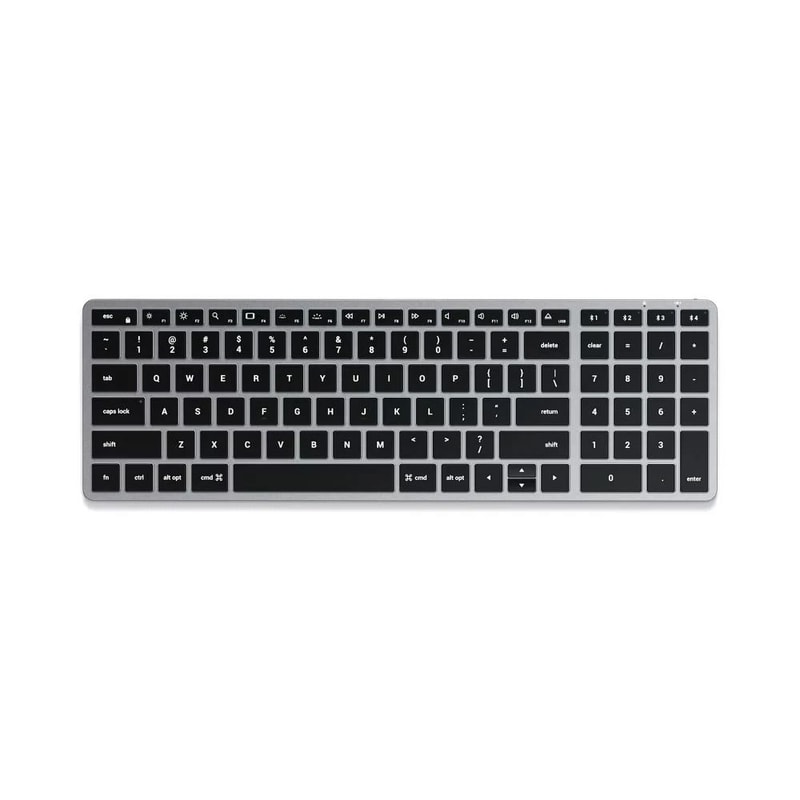 Slim Bluetooth Keyboard Backlit Space Gray Design MultiDevice Connectivity MacOS Optimized USBC Cha