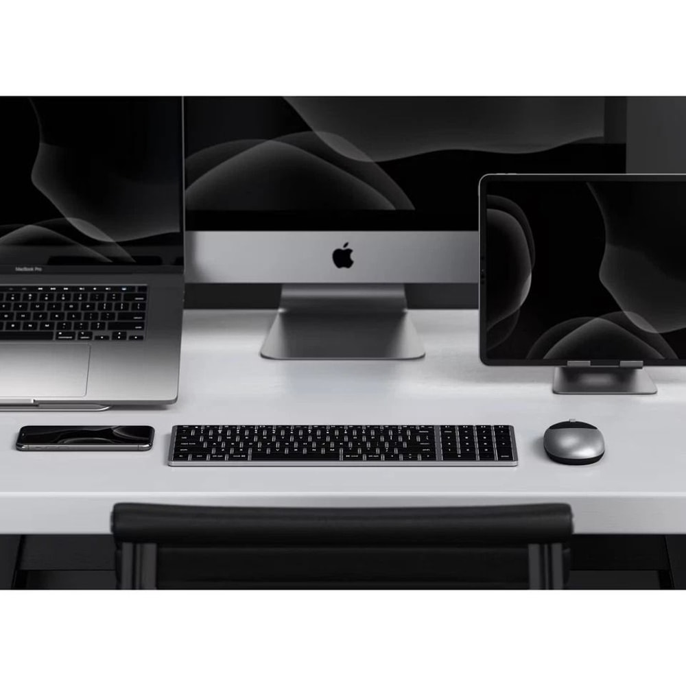 Slim Bluetooth Keyboard Backlit Space Gray Design MultiDevice Connectivity MacOS Optimized USBC Cha