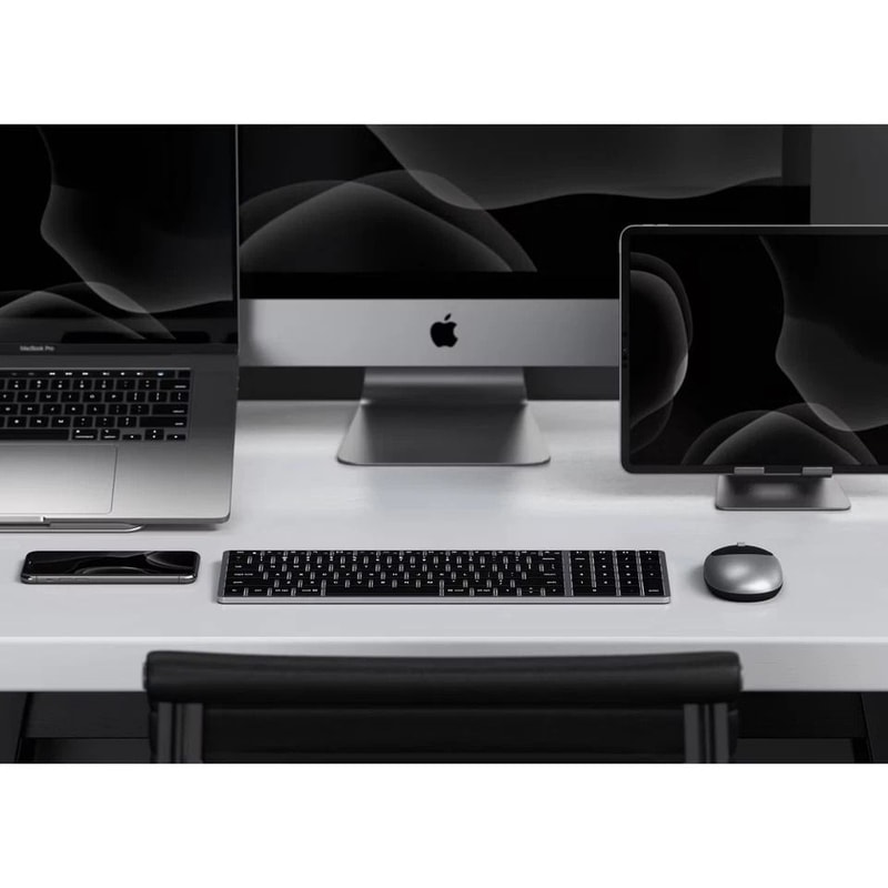 Slim Bluetooth Keyboard Backlit Space Gray Design MultiDevice Connectivity MacOS Optimized USBC Cha