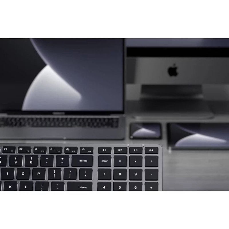 Slim Bluetooth Keyboard Backlit Space Gray Design MultiDevice Connectivity MacOS Optimized USBC Cha