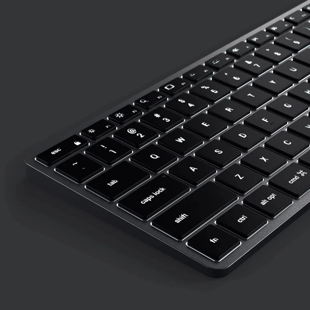 Slim Bluetooth Keyboard Backlit Space Gray Design MultiDevice Connectivity MacOS Optimized USBC Cha