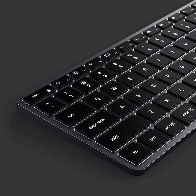 Slim Bluetooth Keyboard Backlit Space Gray Design MultiDevice Connectivity MacOS Optimized USBC Cha