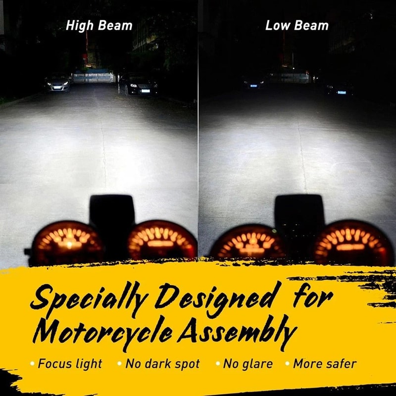 Super Bright LED Motorcycle Headlight Bulbs Kit High Low Beam White Waterproof Easy Install 5