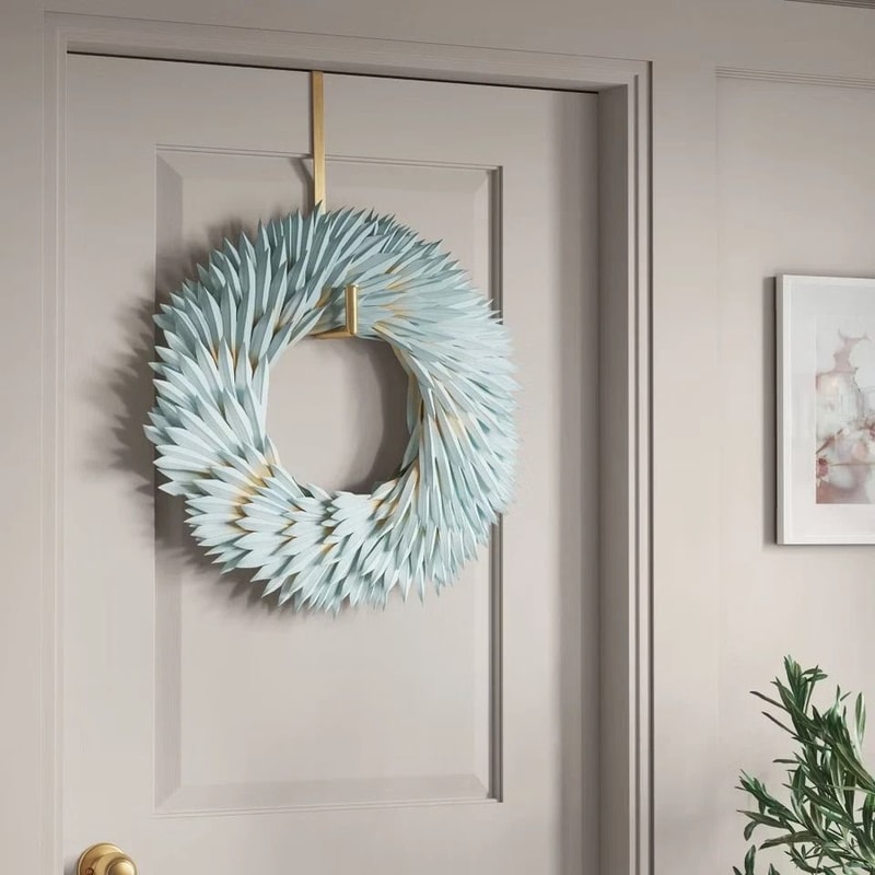 Aqua Preserved Palm Wreath 21in Round Indoor Wall Decor Dried Leaf Design By Threshold 0