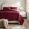Wine Red FullQueen Comforter And Sham Set Satin Lyocell Soft Polyester Fiber Fill 0