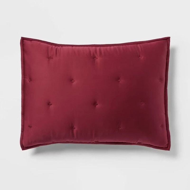 Wine Red FullQueen Comforter And Sham Set Satin Lyocell Soft Polyester Fiber Fill 2