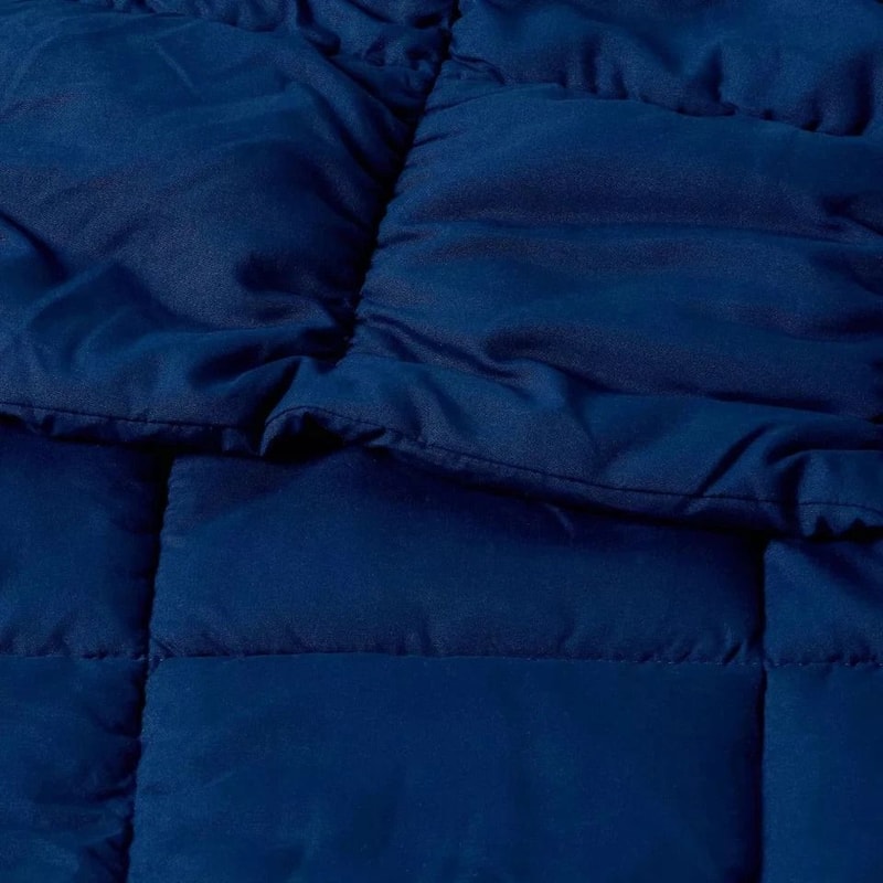 Room Essentials King Puffer Box Stitch Comforter Navy Blue Lightweight And Recycled Polyester Fill 1