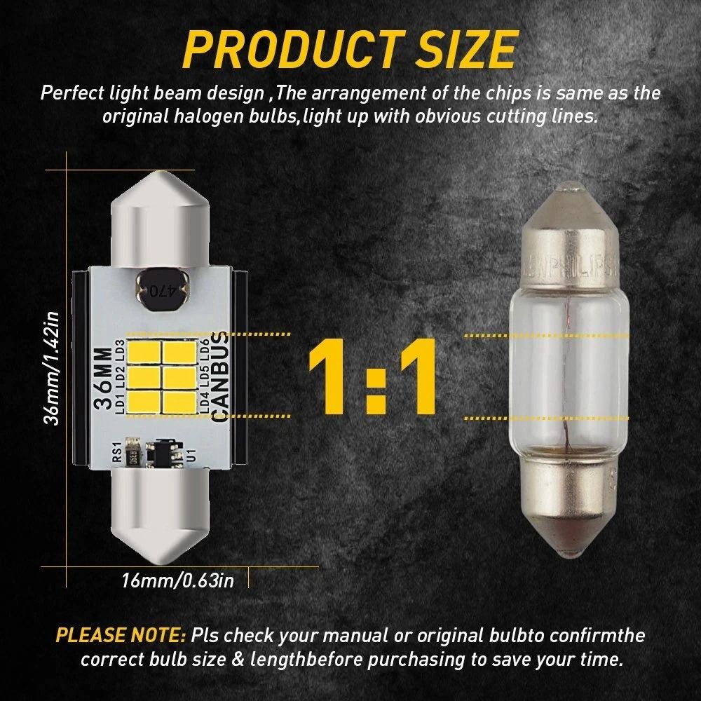 White LED License Plate Tag Lights LED Bulbs Interior DomeMapTrunk Lights Canbus Error Free Long Li 1