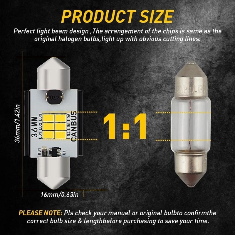 White LED License Plate Tag Lights LED Bulbs Interior DomeMapTrunk Lights Canbus Error Free Long Li 1