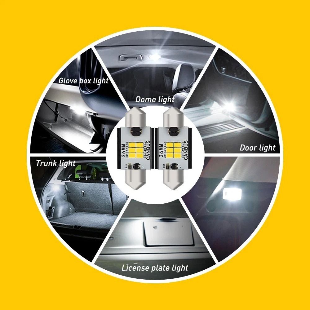 White LED License Plate Tag Lights LED Bulbs Interior DomeMapTrunk Lights Canbus Error Free Long Li 6