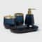 Blue Bath Coordinates Set Glass Frosted Finish Gold Accents Toothbrush Holder Soap Dispenser 0