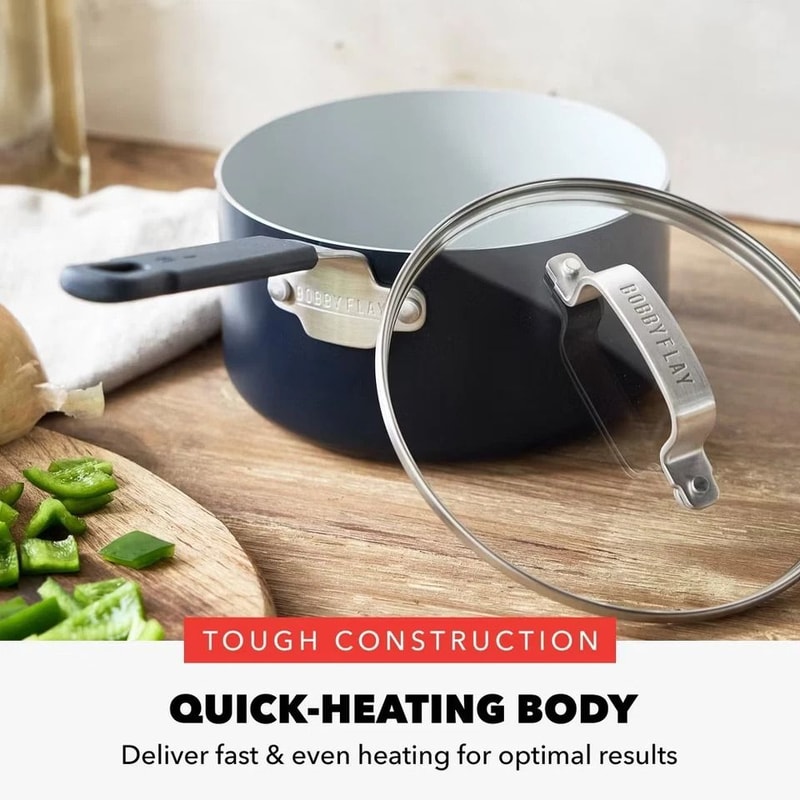 Ceramic Fry Pan Oxford Blue QuickHeating Aluminum NonStick Dishwasher Safe 2