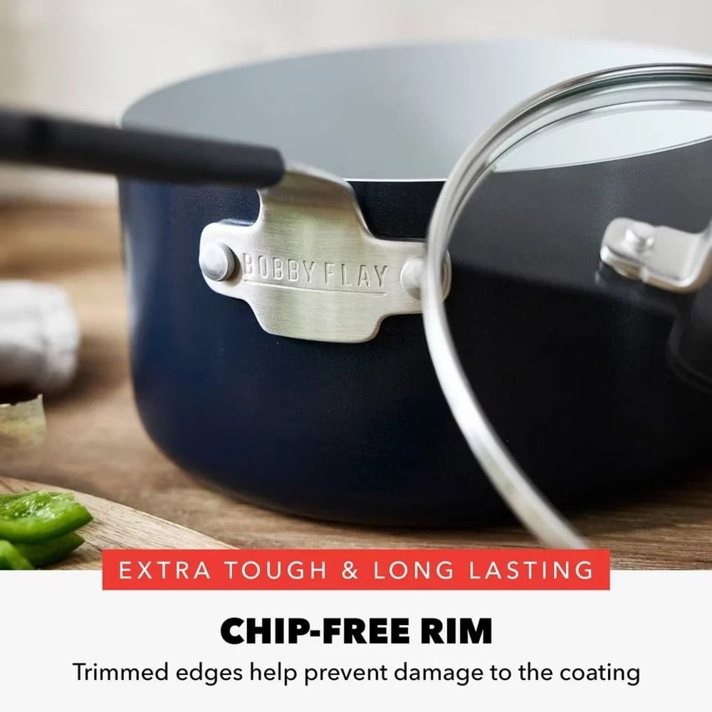 Ceramic Fry Pan Oxford Blue QuickHeating Aluminum NonStick Dishwasher Safe 3