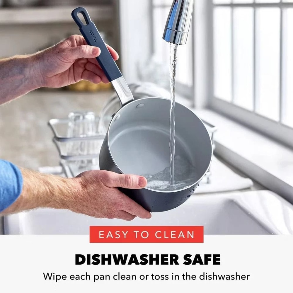 Ceramic Fry Pan Oxford Blue QuickHeating Aluminum NonStick Dishwasher Safe 6