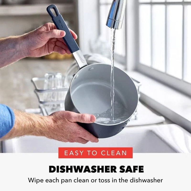 Ceramic Fry Pan Oxford Blue QuickHeating Aluminum NonStick Dishwasher Safe 6